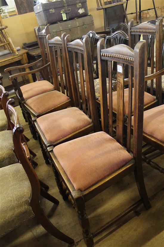 Set 6 oak dining chairs 4+2(-)